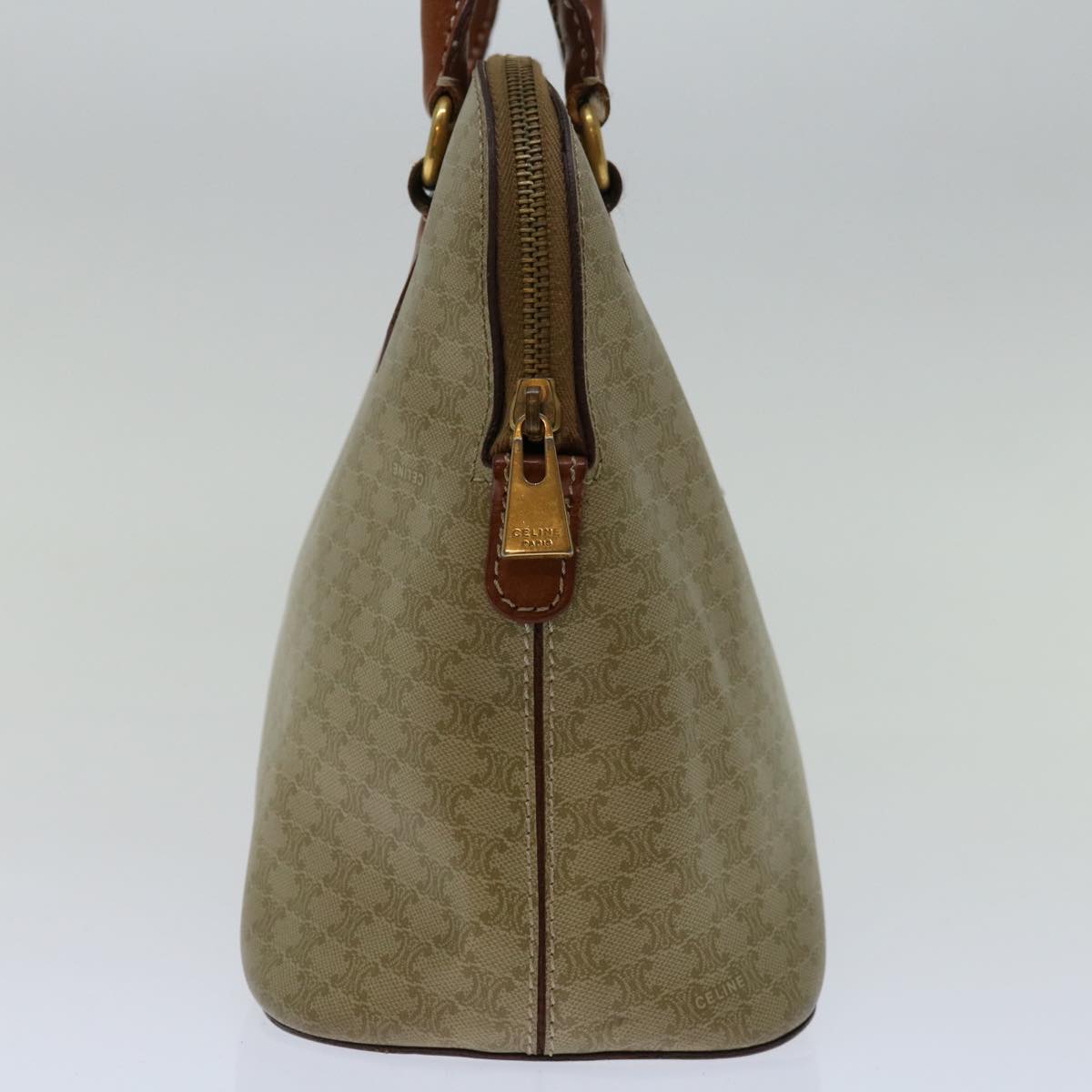 CELINE Macadam Canvas Hand Bag Beige Auth bs12761