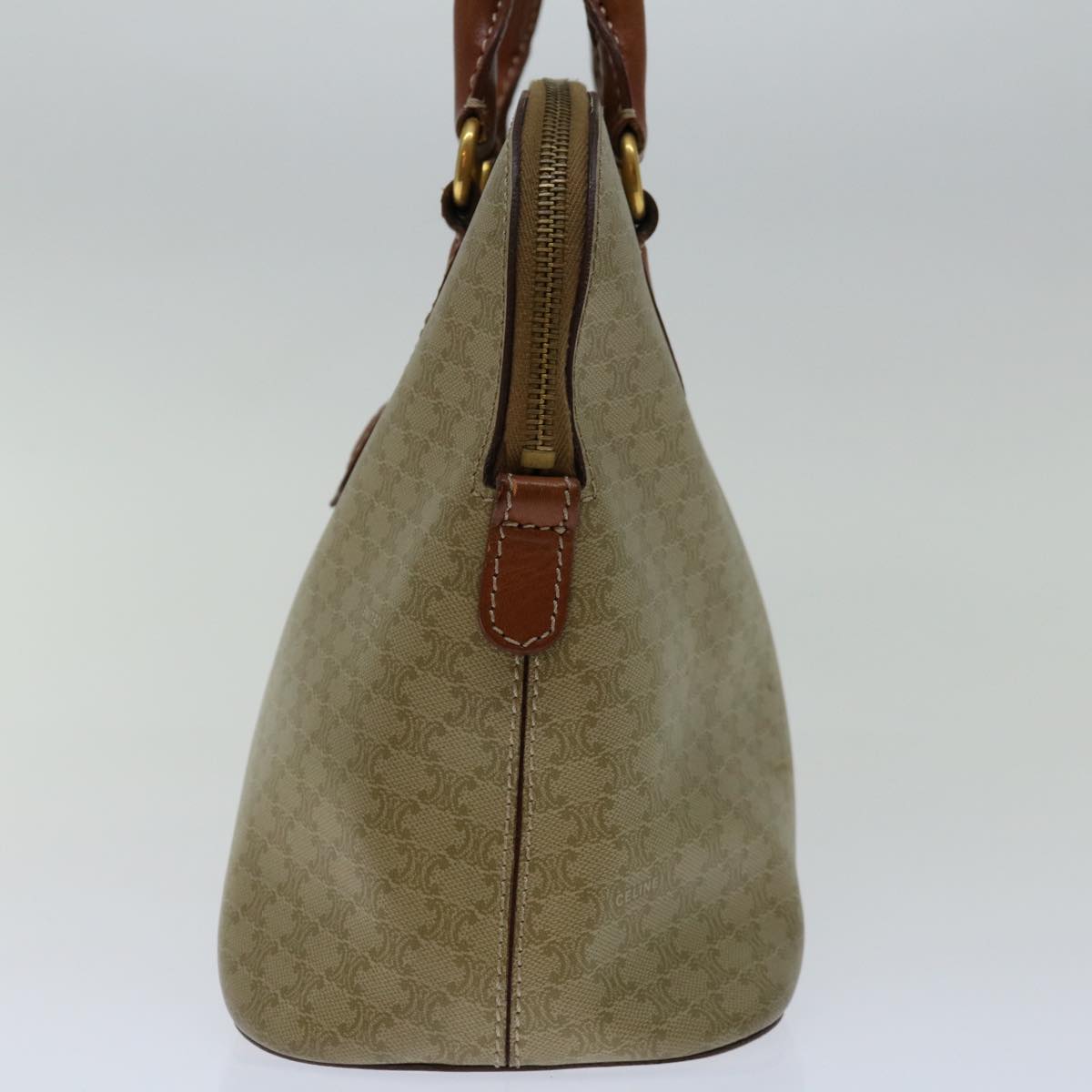 CELINE Macadam Canvas Hand Bag Beige Auth bs12761