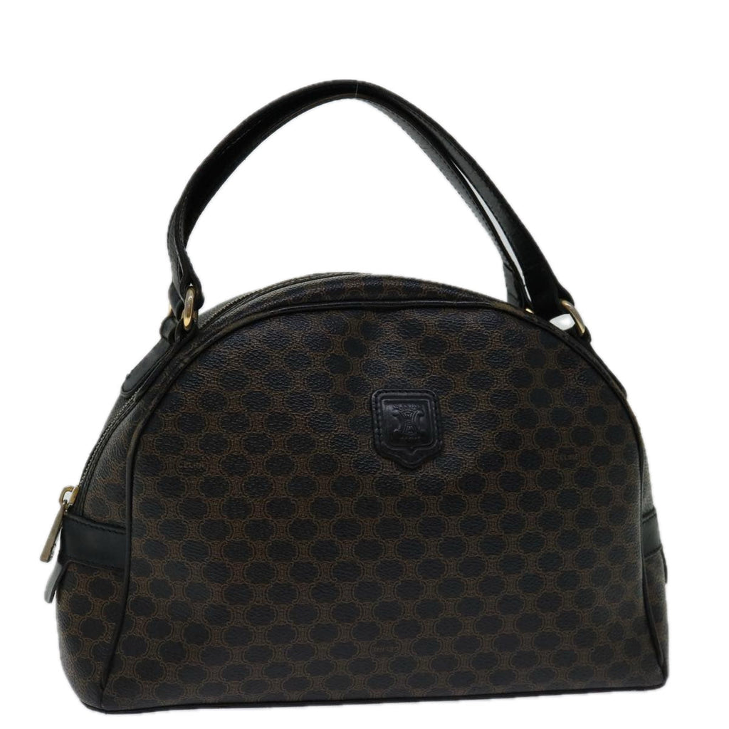 CELINE Macadam Canvas Hand Bag PVC Brown Black  12763