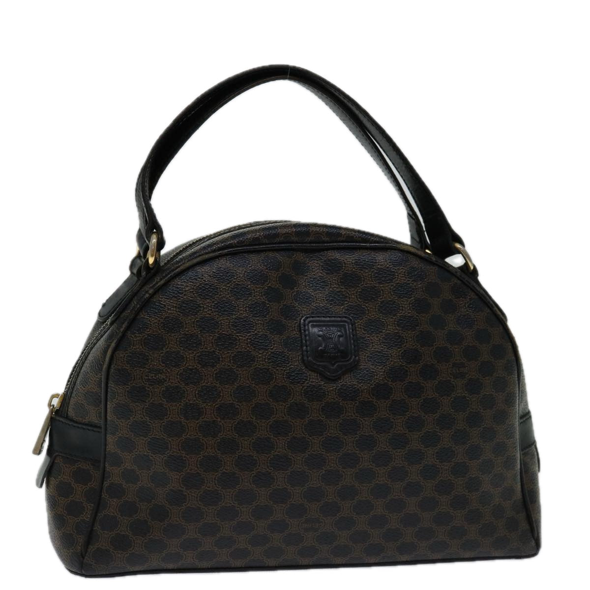 CELINE Macadam Canvas Hand Bag PVC Brown Black  12763