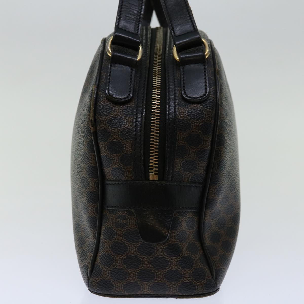 CELINE Macadam Canvas Hand Bag PVC Brown Black  12763