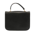 CELINE Circle Hand Bag Leather Black Auth bs12765
