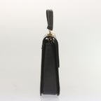 CELINE Circle Hand Bag Leather Black Auth bs12765