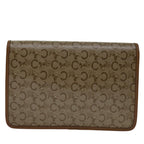 CELINE C Macadam Canvas Clutch Bag Beige Auth bs12767