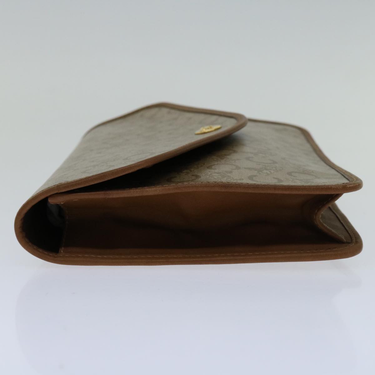 CELINE C Macadam Canvas Clutch Bag Beige Auth bs12767