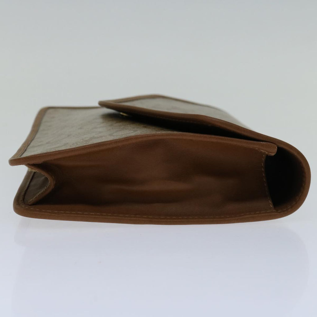 CELINE C Macadam Canvas Clutch Bag Beige Auth bs12767