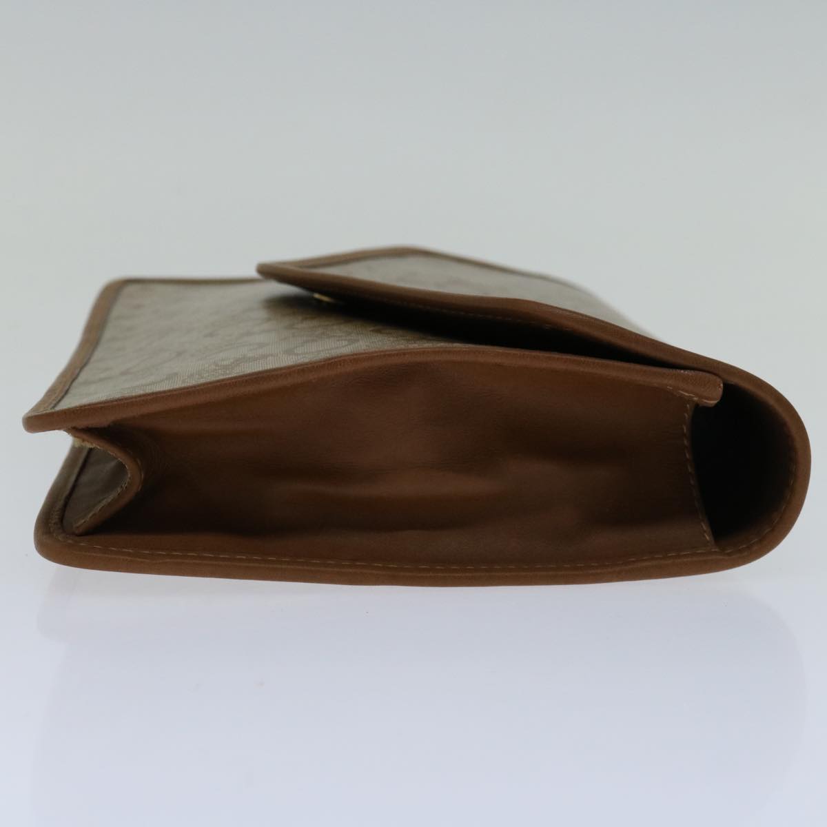 CELINE C Macadam Canvas Clutch Bag Beige Auth bs12767