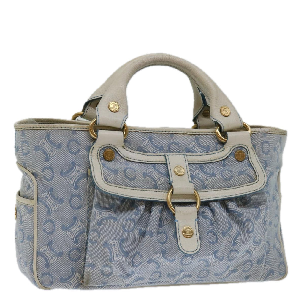 CELINE C Macadam Canvas Boogie Hand Bag Light Blue Auth bs12768