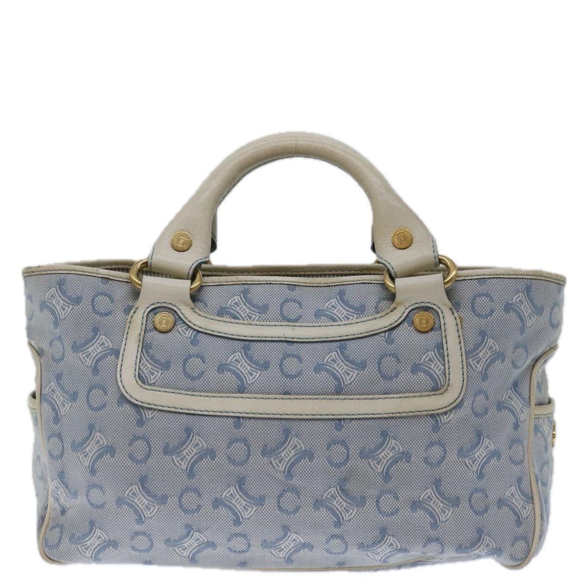 CELINE C Macadam Canvas Boogie Hand Bag Light Blue Auth bs12768