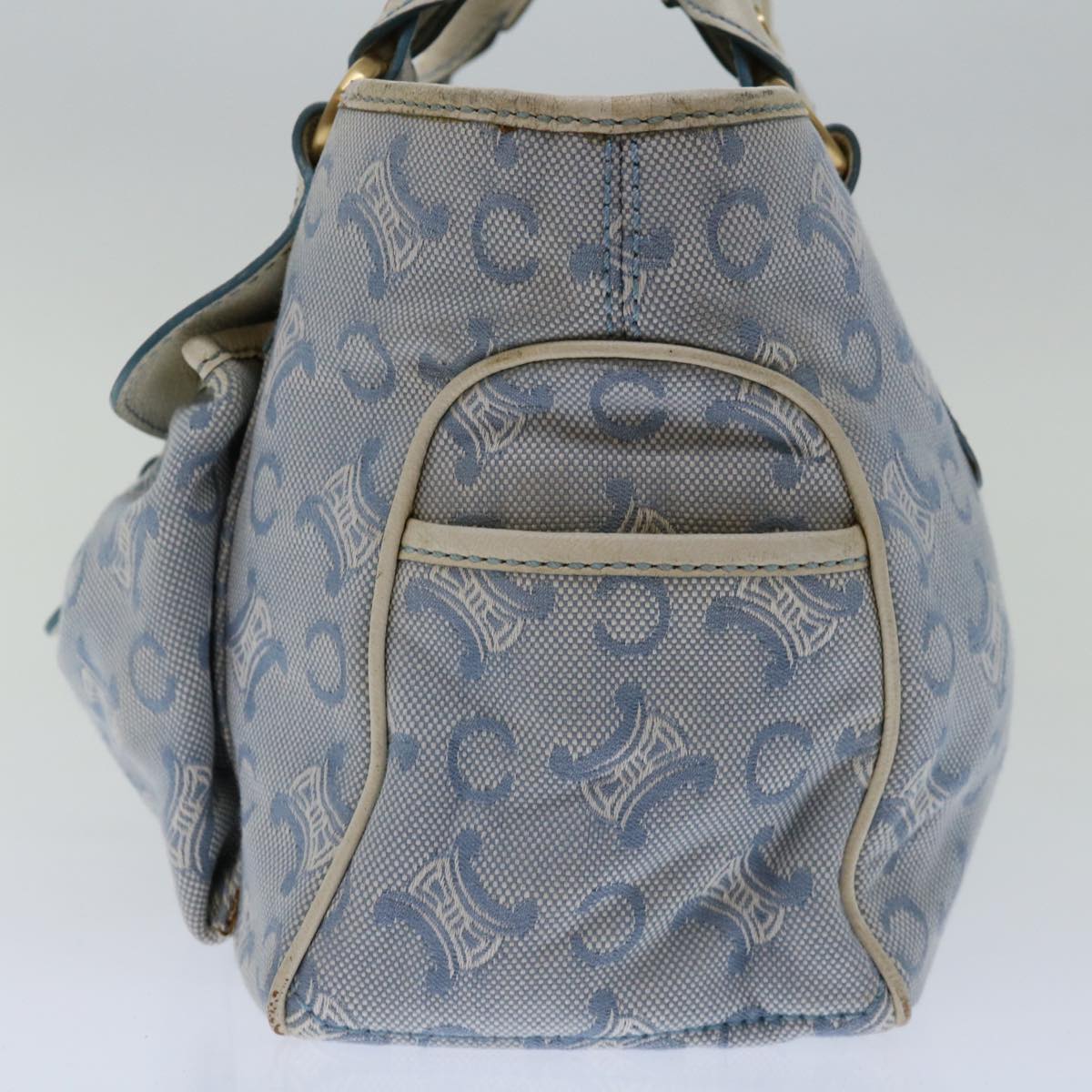 CELINE C Macadam Canvas Boogie Hand Bag Light Blue Auth bs12768