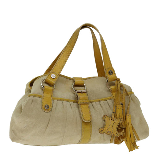 CELINE Hand Bag Canvas Yellow Auth bs12770
