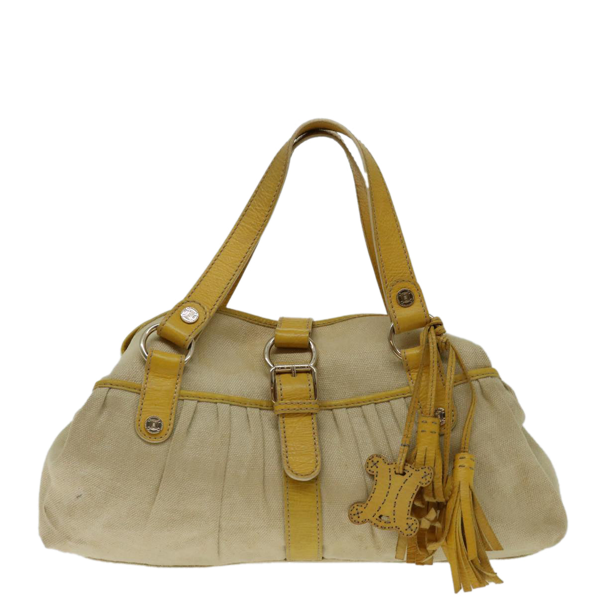 CELINE Hand Bag Canvas Yellow Auth bs12770