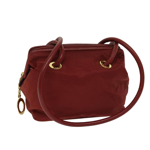 CELINE Shoulder Bag Nylon Red  12874