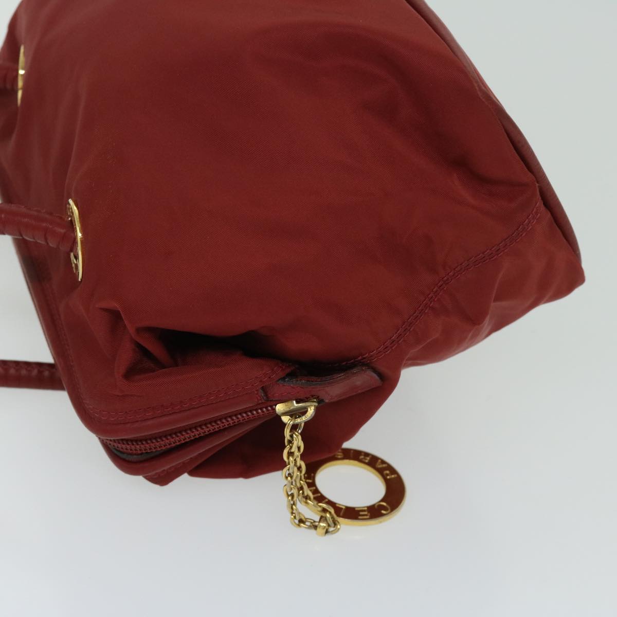 CELINE Shoulder Bag Nylon Red  12874