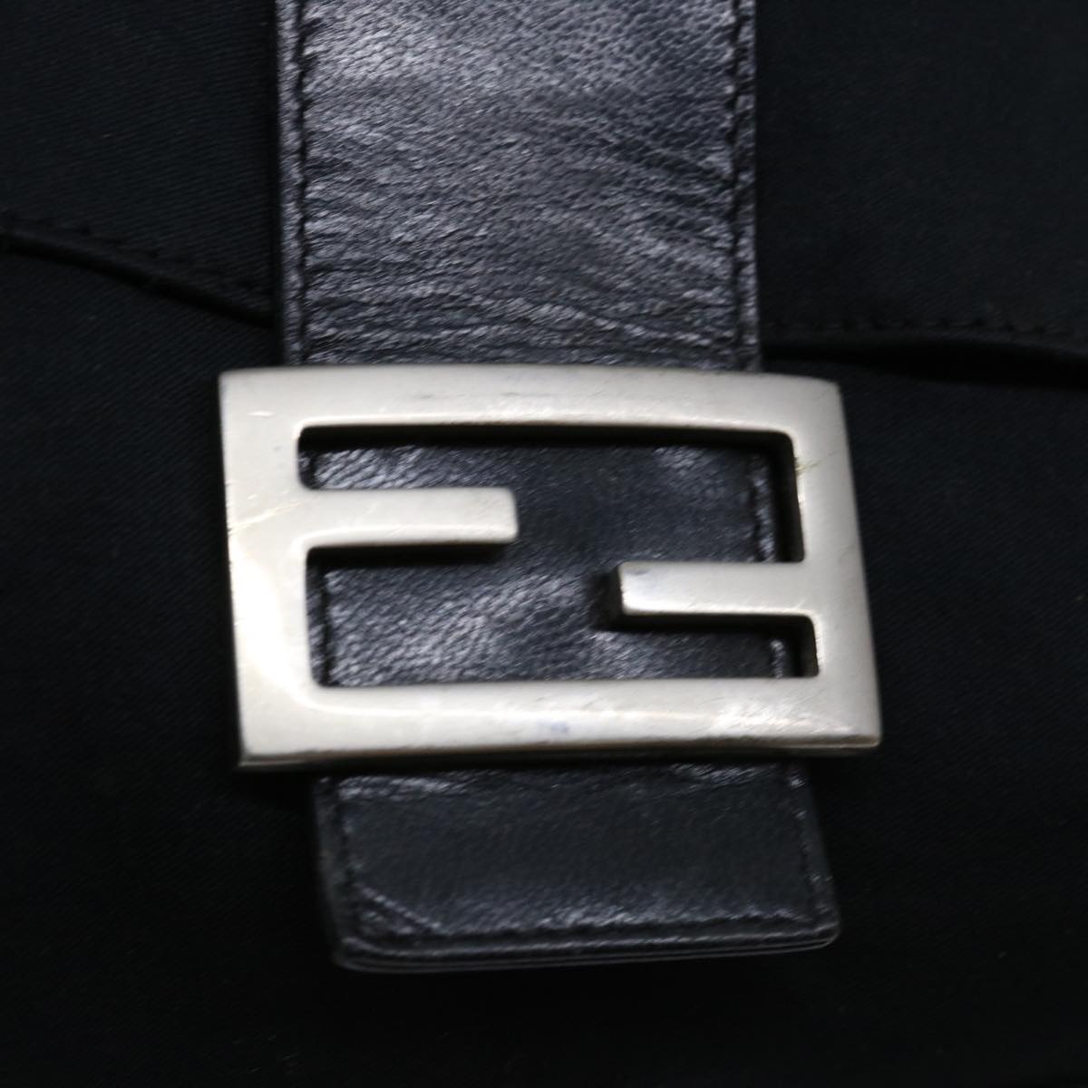 FENDI Mamma Baguette Shoulder Bag Nylon Blackbs12893