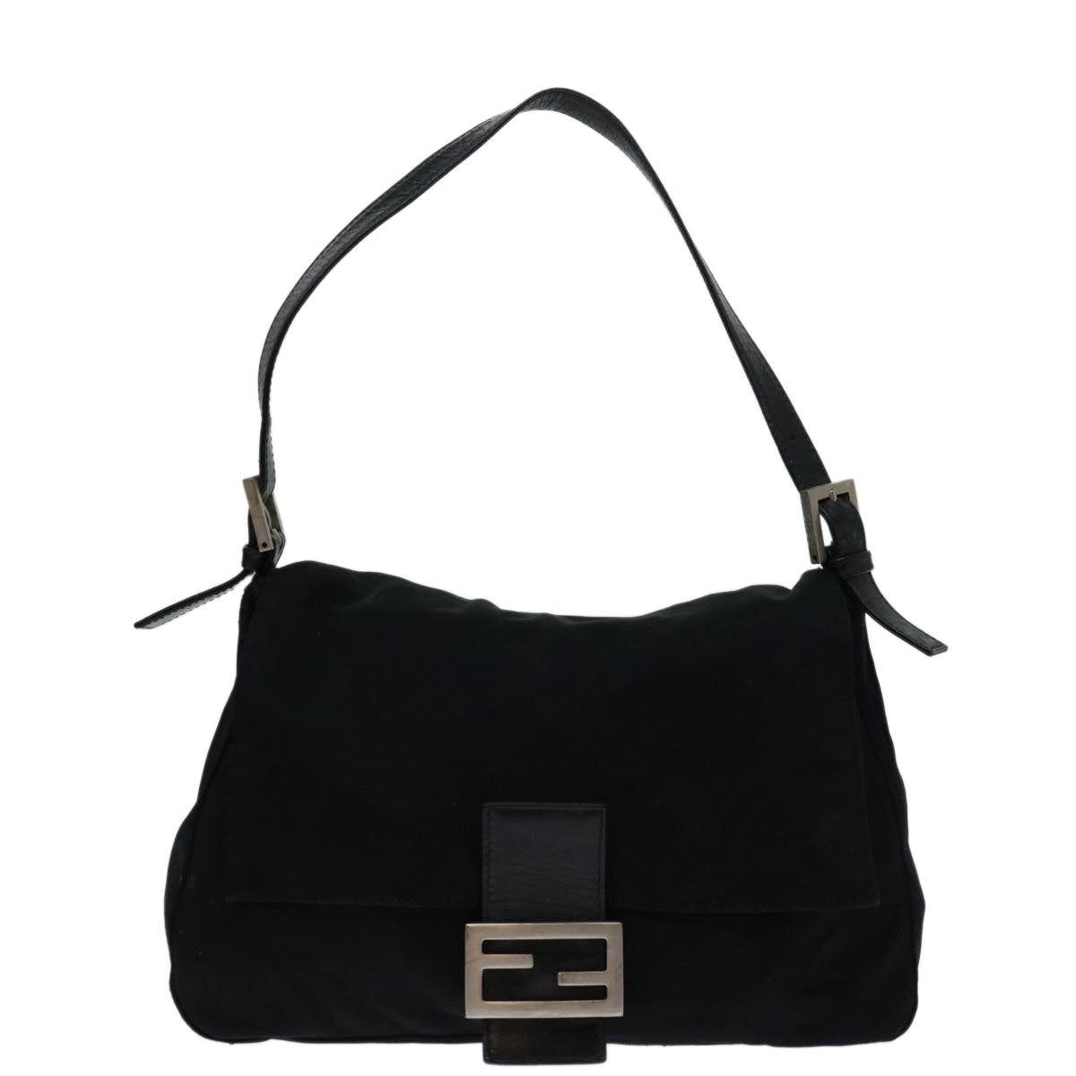 FENDI Mamma Baguette Shoulder Bag Nylon Blackbs12893