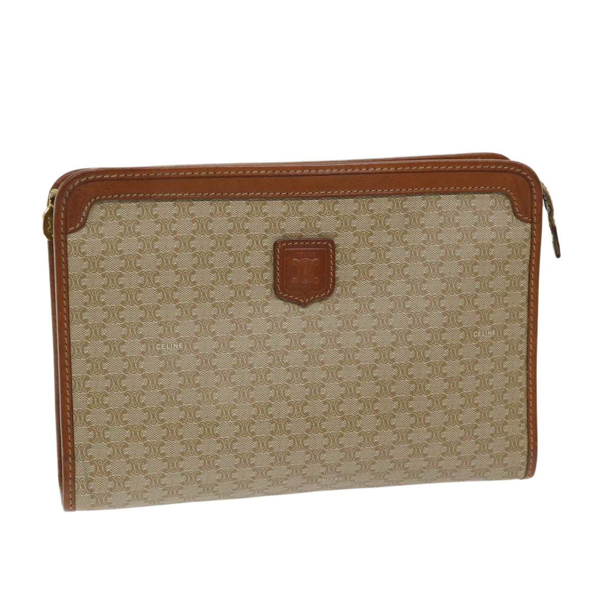 CELINE Macadam Canvas Clutch Bag Beige  12903