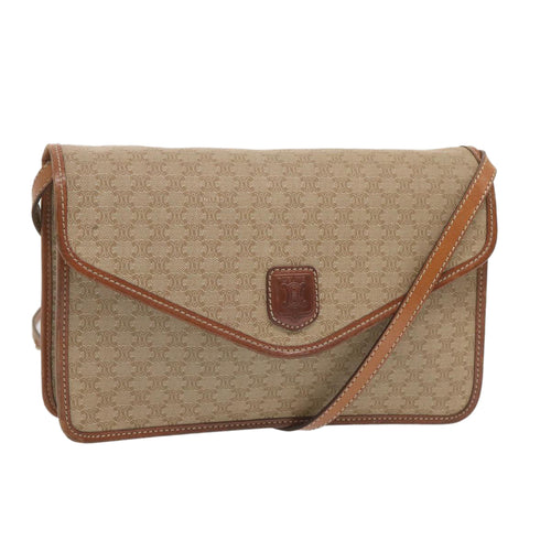 CELINE Macadam Canvas Shoulder Bag Beige  12923