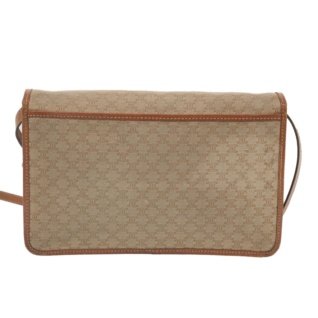 CELINE Macadam Canvas Shoulder Bag Beige  12923