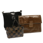 FENDI Zucchino Canvas Pecan Canvas Shoulder Bag 3Set Black Brownbs12932