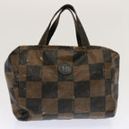 FENDI Zucchino Canvas Pecan Canvas Shoulder Bag 3Set Black Brownbs12932