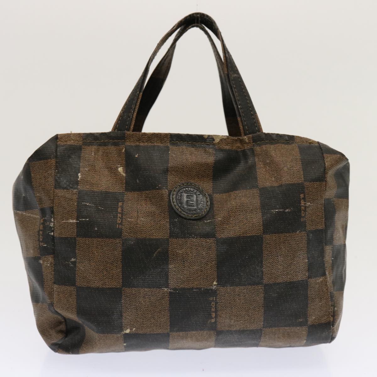 FENDI Zucchino Canvas Pecan Canvas Shoulder Bag 3Set Black Brownbs12932