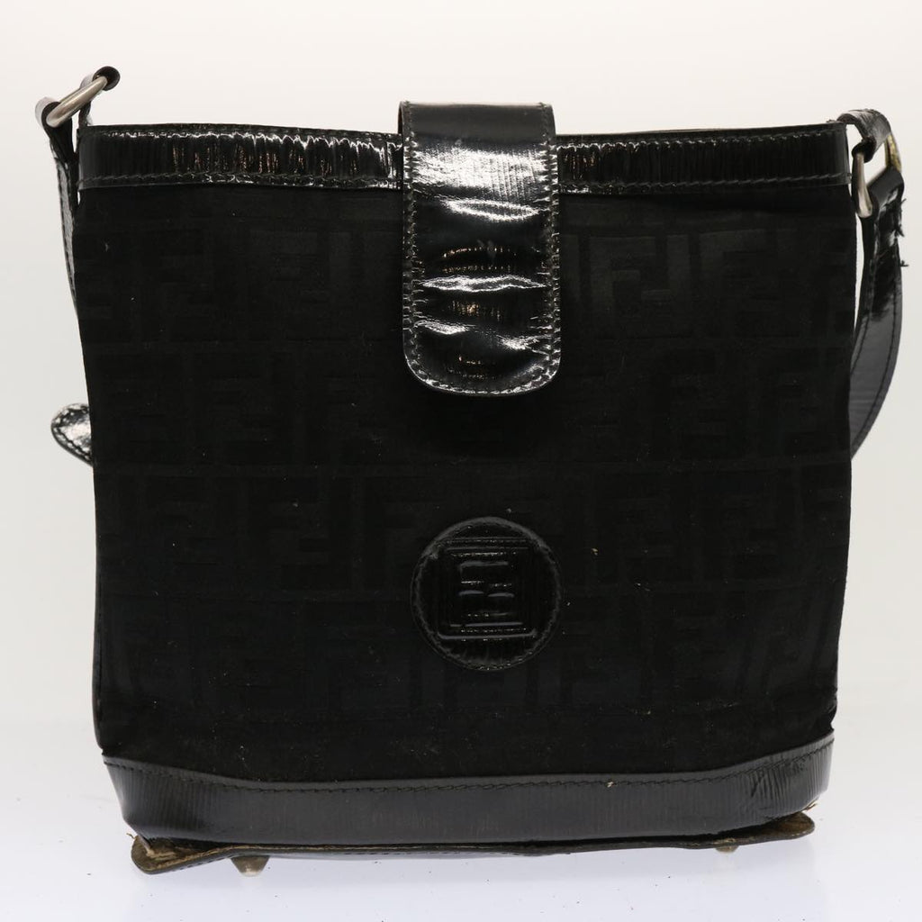 FENDI Zucchino Canvas Pecan Canvas Shoulder Bag 3Set Black Brownbs12932