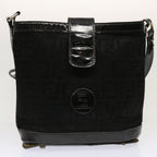 FENDI Zucchino Canvas Pecan Canvas Shoulder Bag 3Set Black Brownbs12932