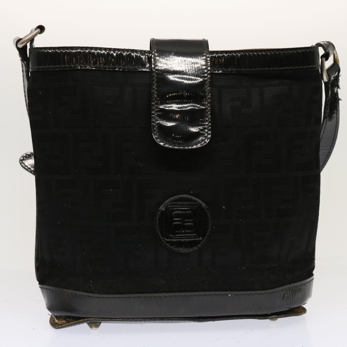 FENDI Zucchino Canvas Pecan Canvas Shoulder Bag 3Set Black Brownbs12932