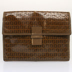 FENDI Zucchino Canvas Pecan Canvas Shoulder Bag 3Set Black Brownbs12932
