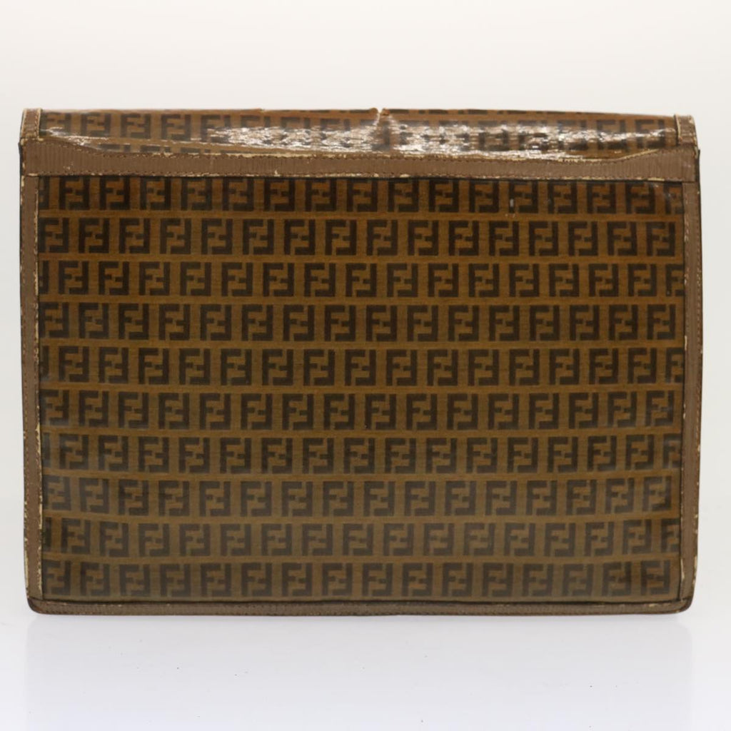 FENDI Zucchino Canvas Pecan Canvas Shoulder Bag 3Set Black Brownbs12932