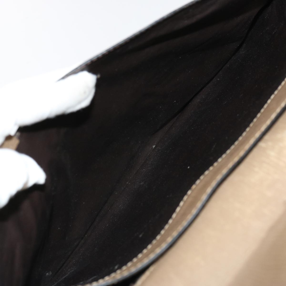 FENDI Zucchino Canvas Pecan Canvas Shoulder Bag 3Set Black Brownbs12932
