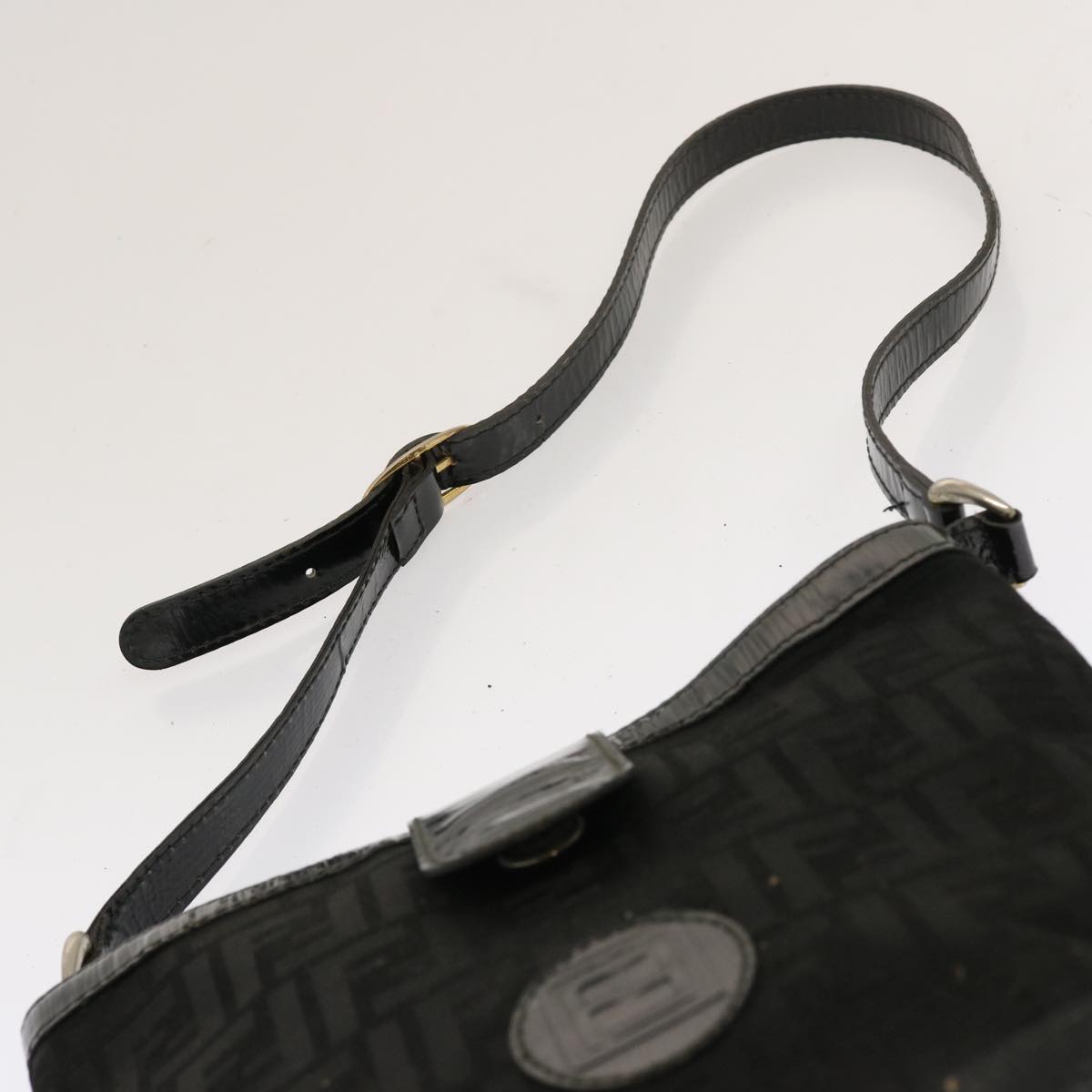 FENDI Zucchino Canvas Pecan Canvas Shoulder Bag 3Set Black Brownbs12932