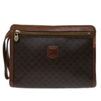 CELINE Macadam Canvas Clutch Bag PVC Brown Auth bs12948
