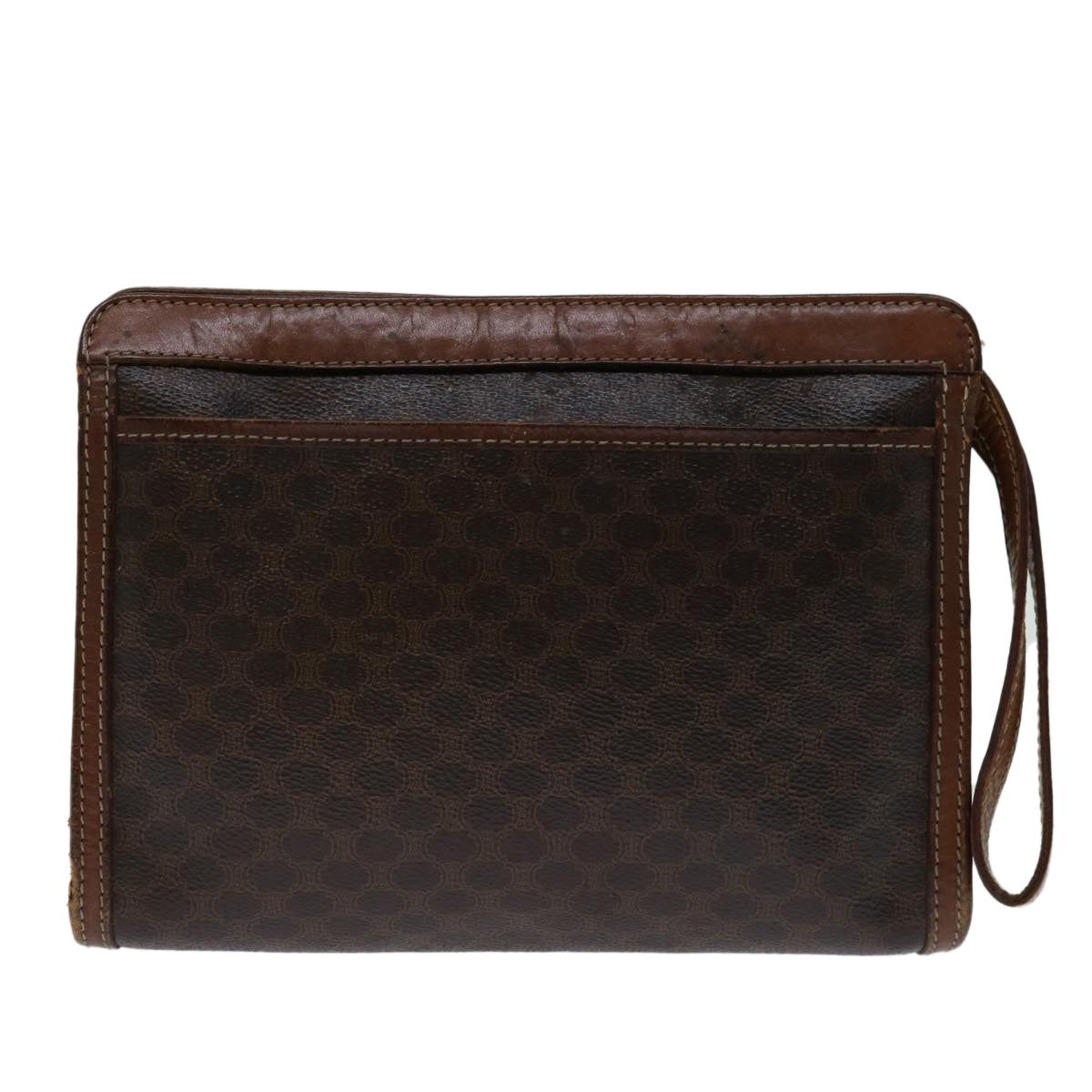 CELINE Macadam Canvas Clutch Bag PVC Brown Auth bs12948