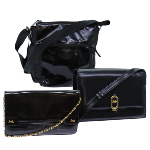 PRADA Celine Chain Shoulder Bag Leather 3Set Black  bs13019