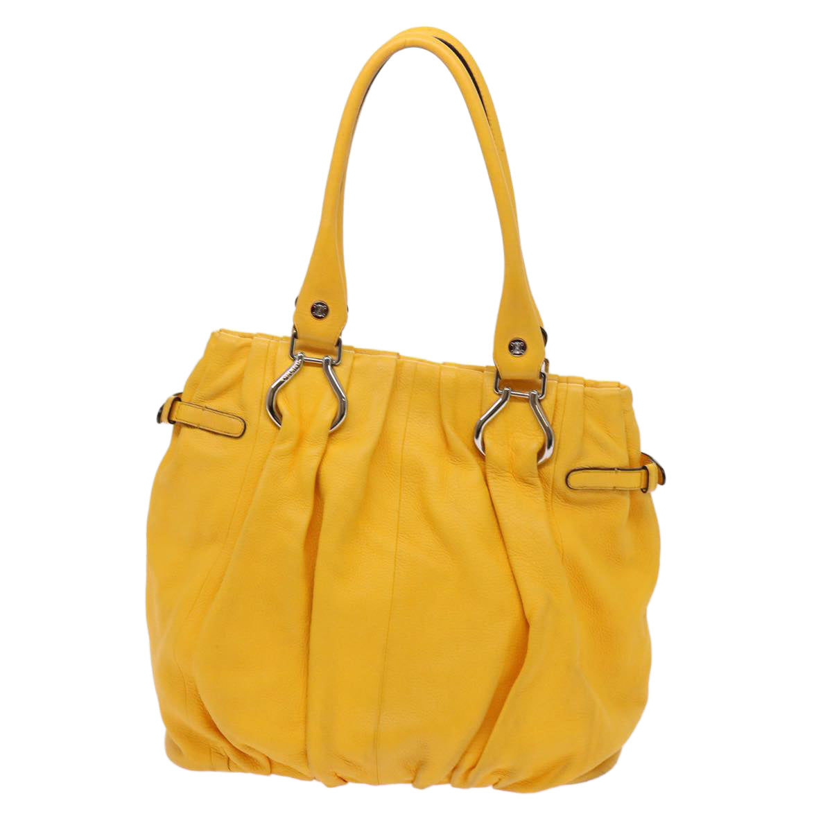 CELINE Tote Bag Leather Yellow Auth bs13073