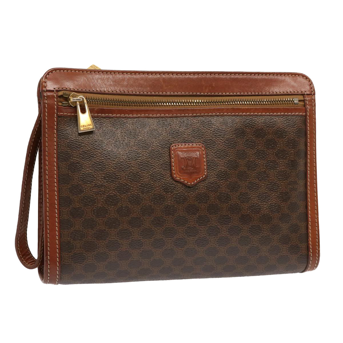 CELINE Macadam Canvas Clutch Bag PVC Brown  13124