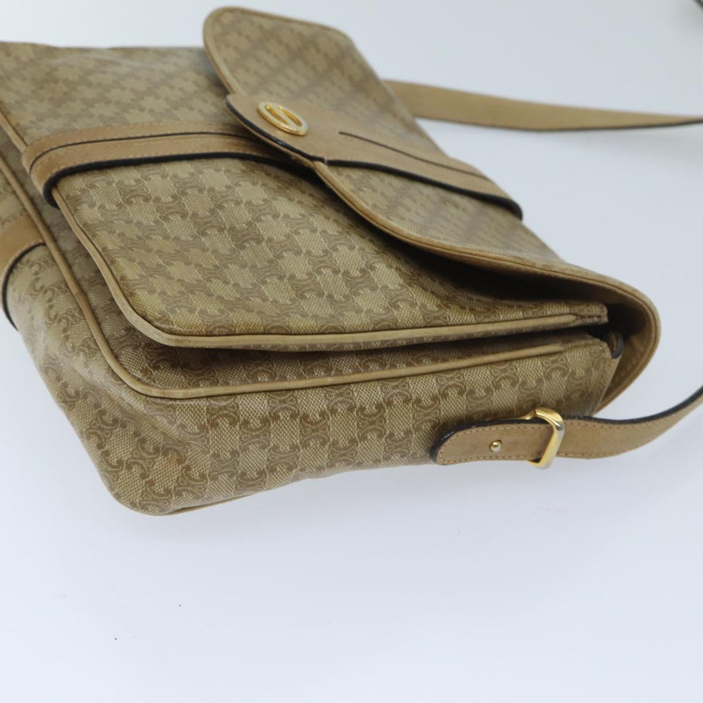 CELINE Macadam Canvas Shoulder Bag Beige Auth bs13267