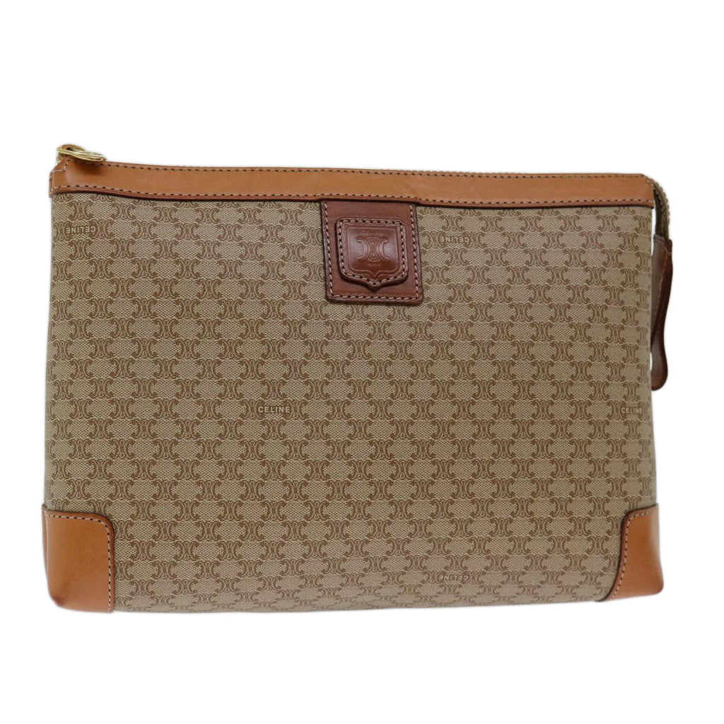 CELINE Macadam Canvas Clutch Bag Beige  13268