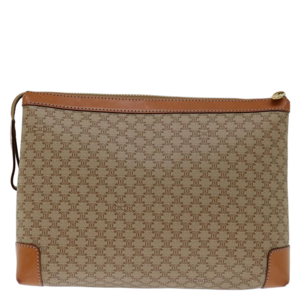 CELINE Macadam Canvas Clutch Bag Beige  13268