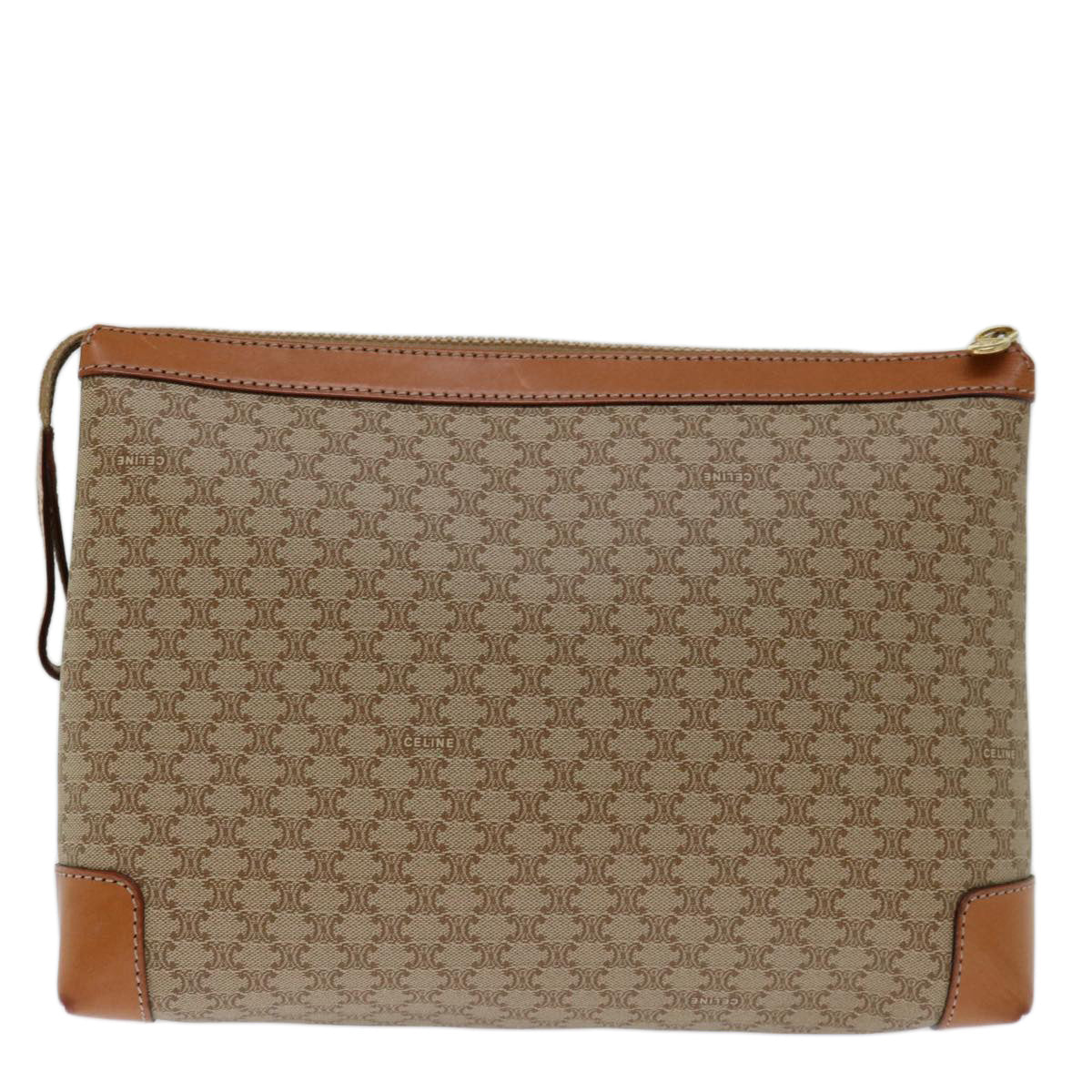 CELINE Macadam Canvas Clutch Bag Beige  13268