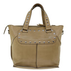 CELINE Hand Bag Leather Beige  13273