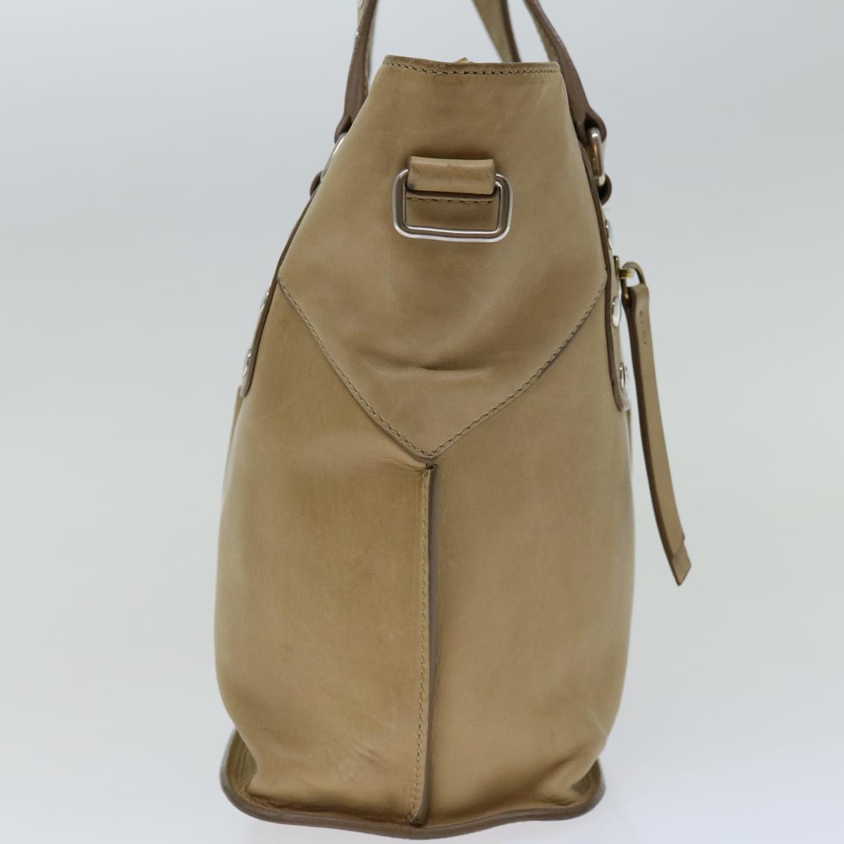 CELINE Hand Bag Leather Beige  13273