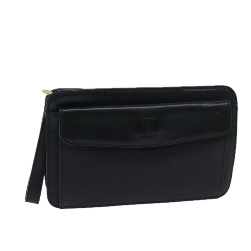 CELINE Clutch Bag Leather Black  13276