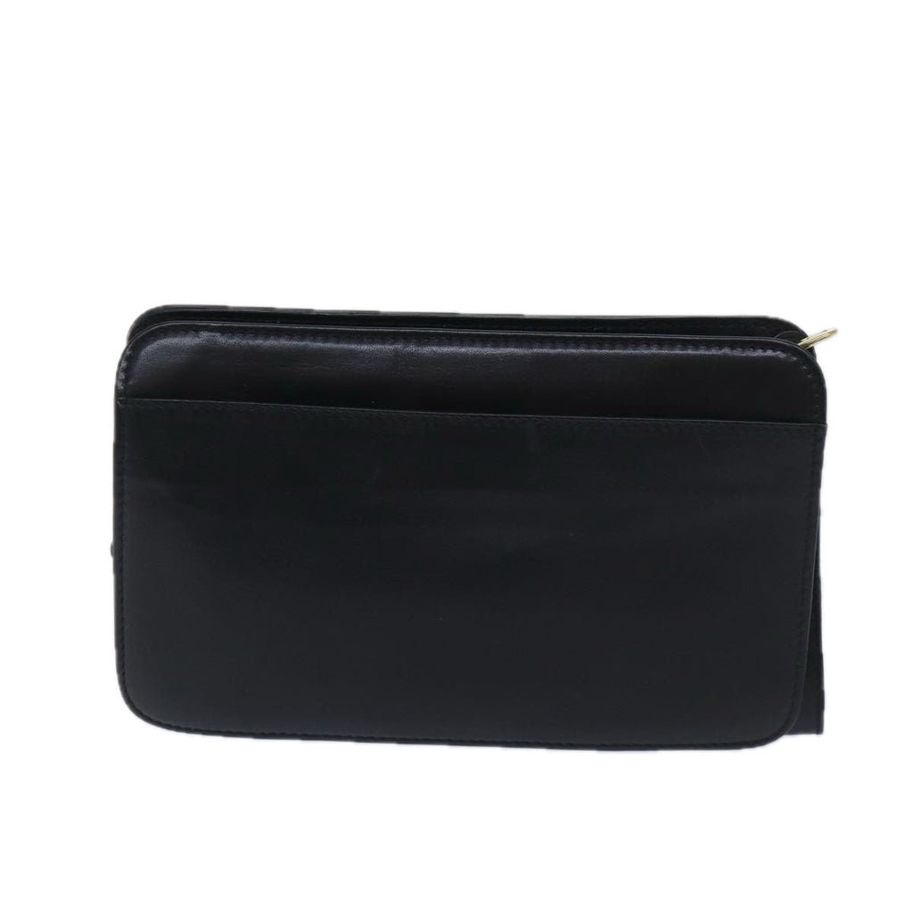 CELINE Clutch Bag Leather Black  13276