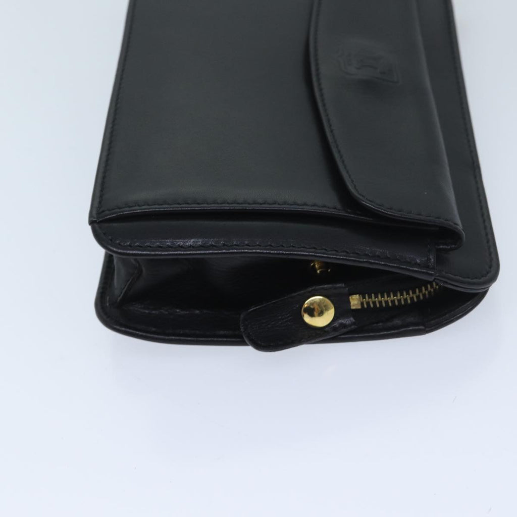 CELINE Clutch Bag Leather Black  13276