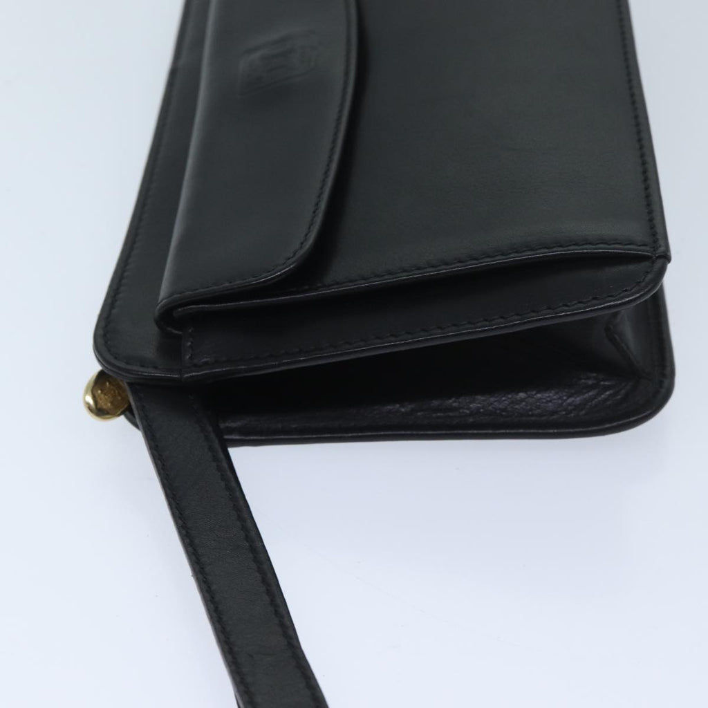 CELINE Clutch Bag Leather Black  13276