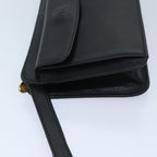 CELINE Clutch Bag Leather Black  13276