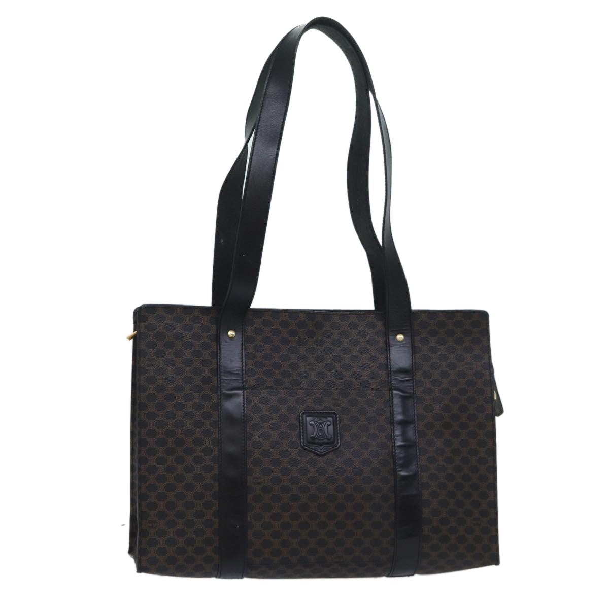 CELINE Macadam Canvas Shoulder Bag PVC Black Auth bs13291